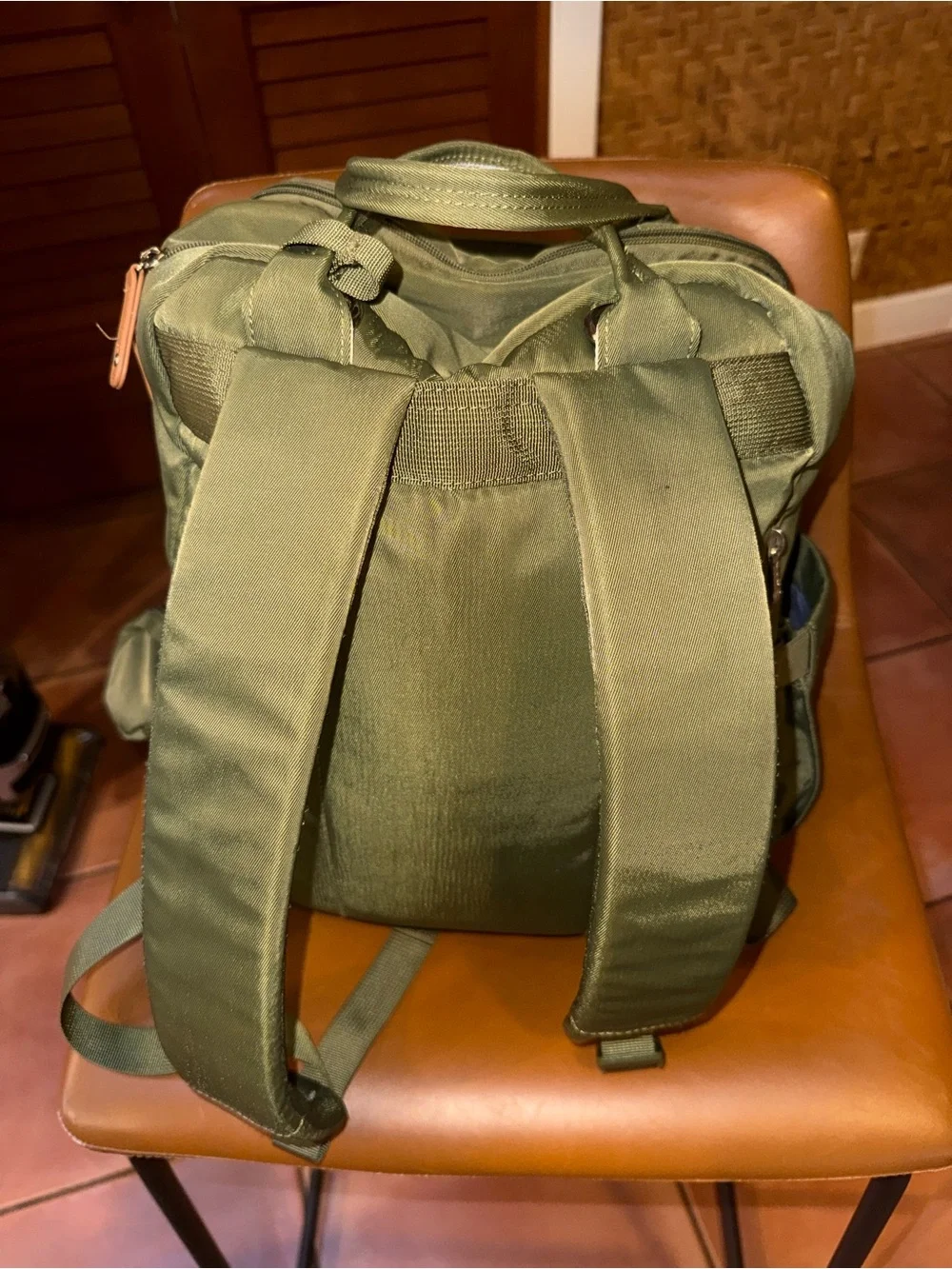 Ruwalino Olive Green Kids Backpack with Tan Accents